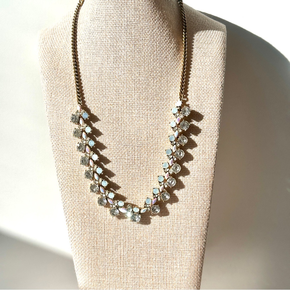 J. Crew Statement Necklace | Gold-Tone | Iridescent | Rhinestone